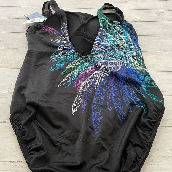 Swim Solutions Women's Firework Print One-Piece Swimsuit (Black Multi, 14) boho - Picture 8 of 12